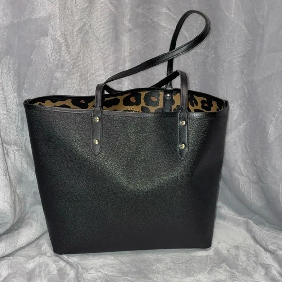 Coach Leopard & Black Reversible City Tote, Style No: F37877 - Picture 5 of 6